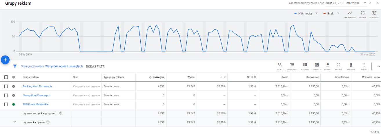 Grupy reklam iKalkulator pl Google Ads 2