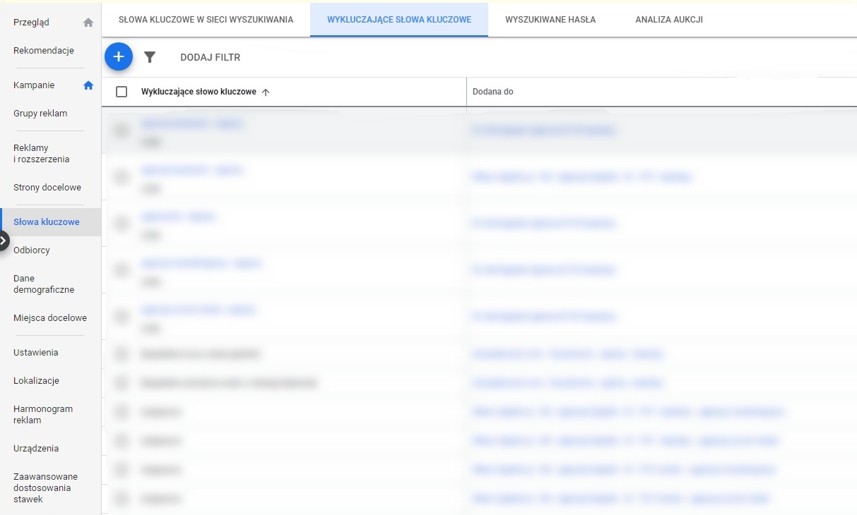 wykluczajace slowa kluczowe 2