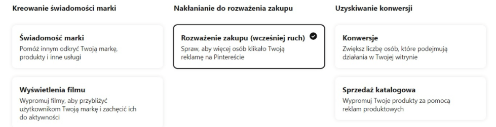 Cele reklamowe na Pinterest