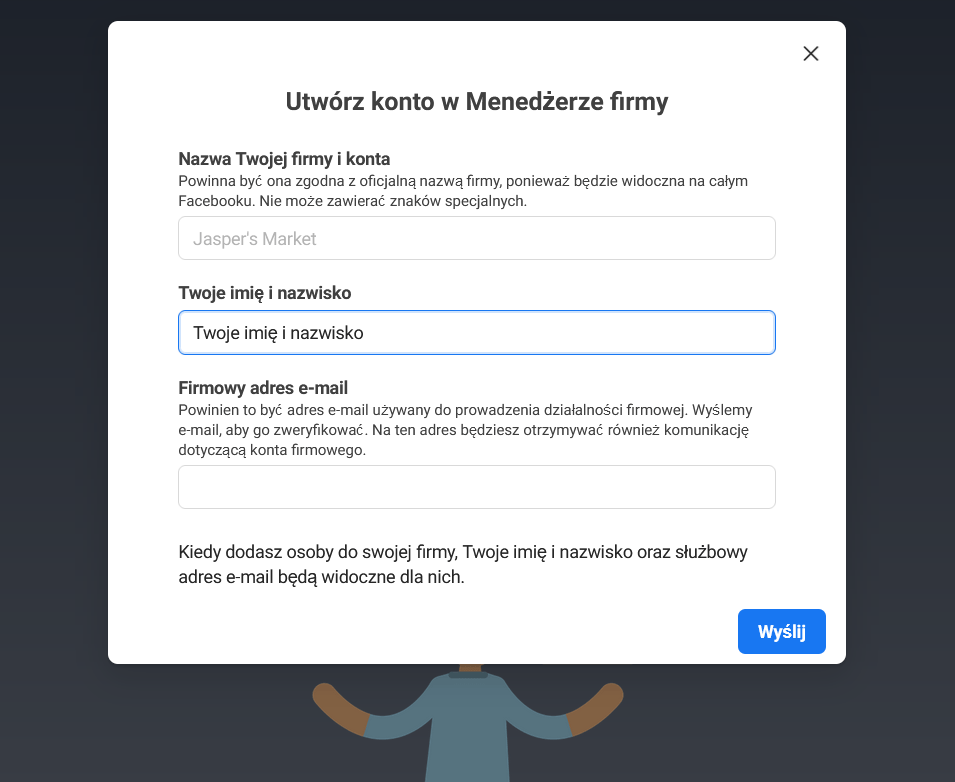 2 Business Manager zaloz konto