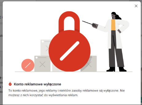 zablokowane konto reklamowe na Facebooku wylaczone konto reklamowe