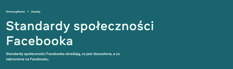 zasady spolecznosci Facebook